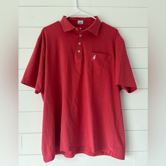 Johnnie-O XL Hangin’ Out Polo Shirt Heathered Cherry Red Stretch Cotton Blend - Picture 1 of 11